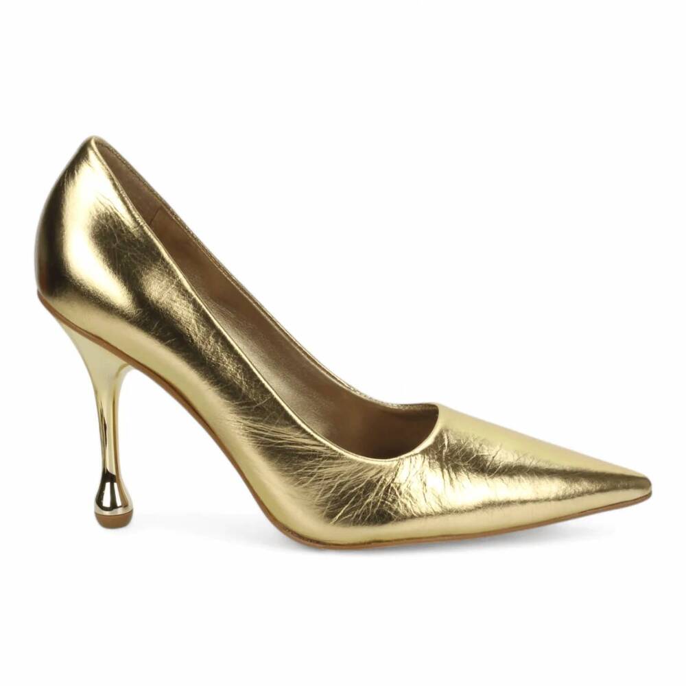 NEW CARRANO women's stiletto leather pump in gold